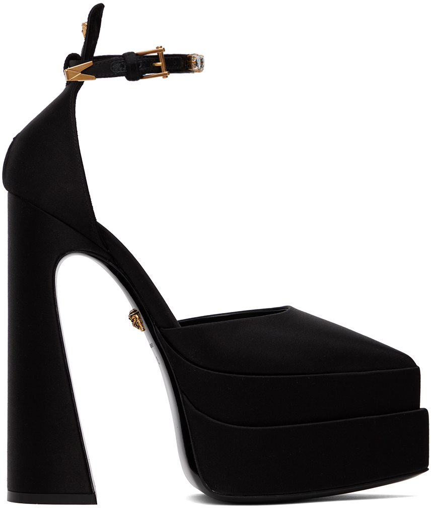 Versace Black Aevitas Pointy Platform Heels