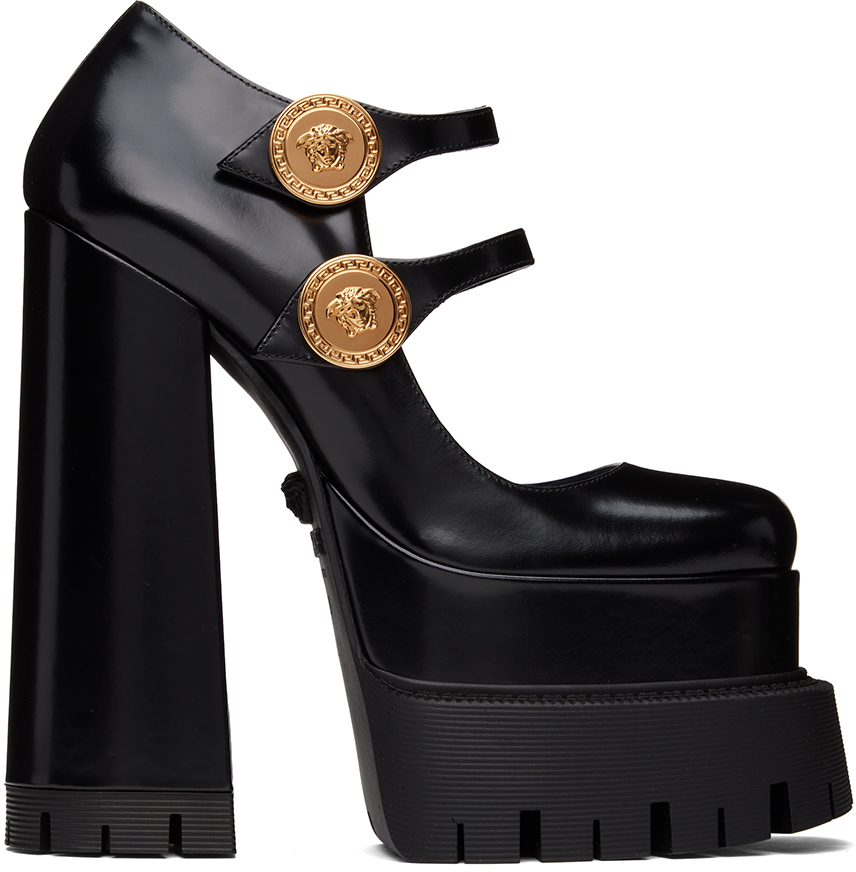 Shop Versace Black Medusa Aevitas Platform Heels In 1b00v Black-