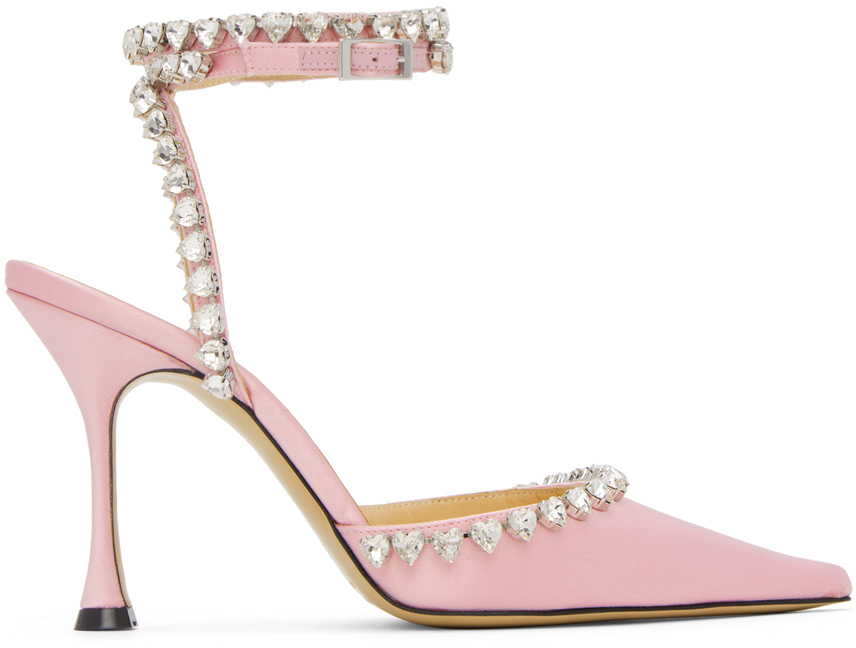 MACH & MACH PINK AUDREY CRYSTAL HEART HEELS