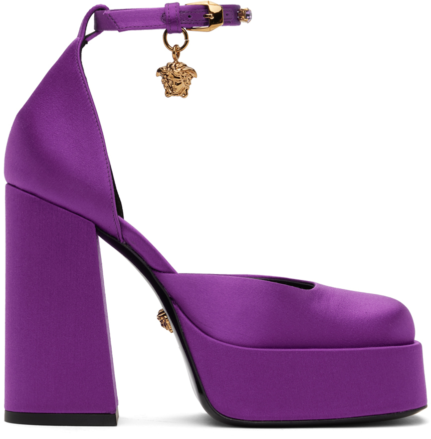 Purple Medusa Aevitas Platform Heels by Versace on Sale