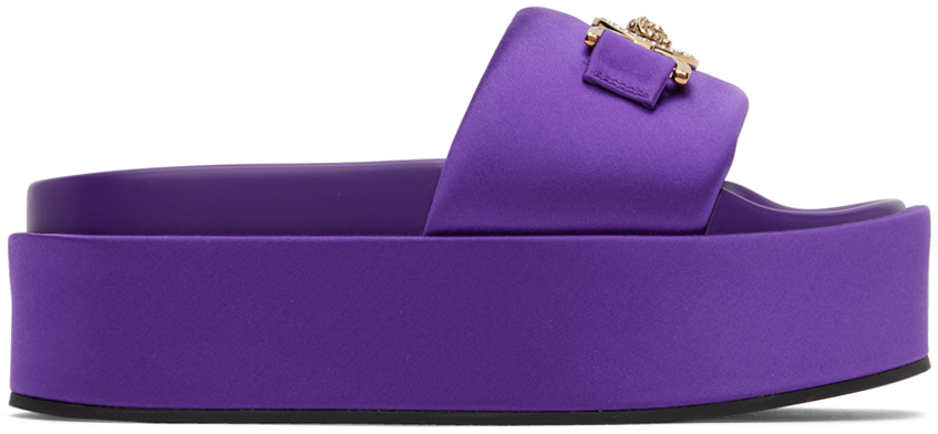Shop Versace Purple Medusa '95 Platform Sandals In 1ld2v Dark Orchid Ve