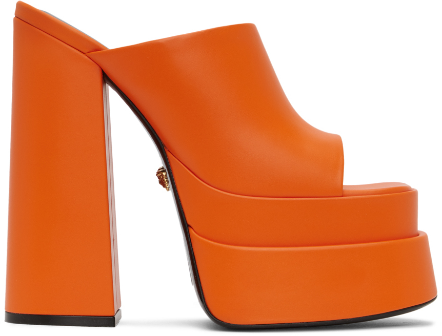 Versace Orange Aevitas Platform Heels In 1o73v Orange-