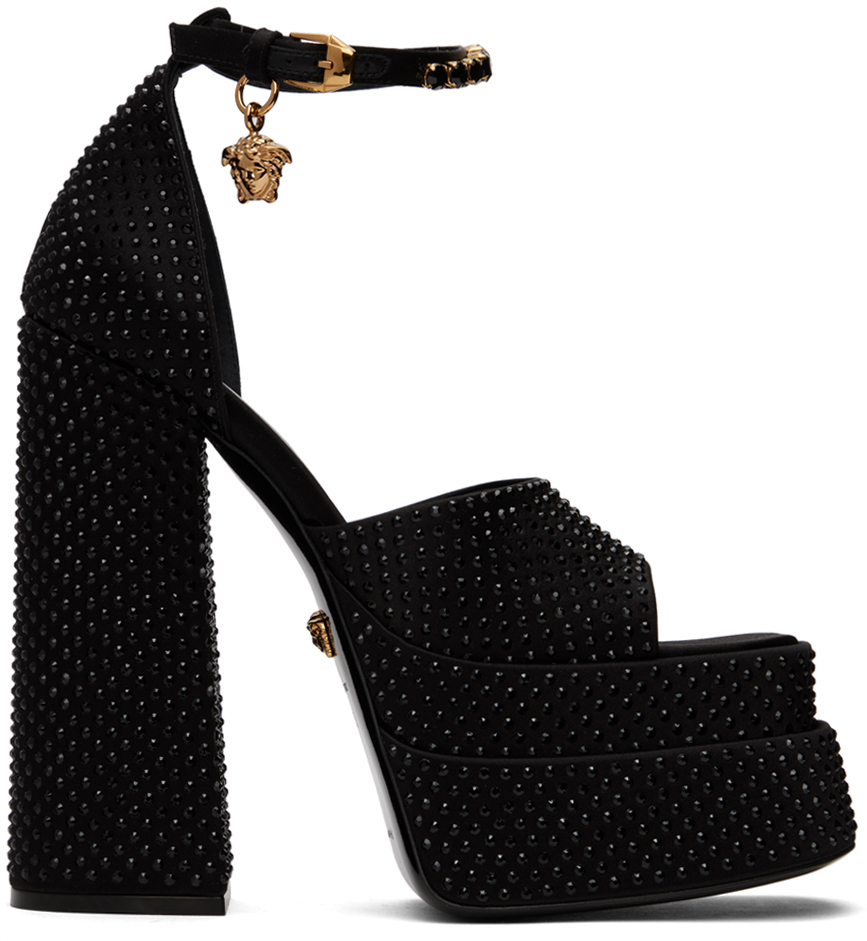 Versace Black Medusa Aevitas Platform Sandals In 1b00v Black