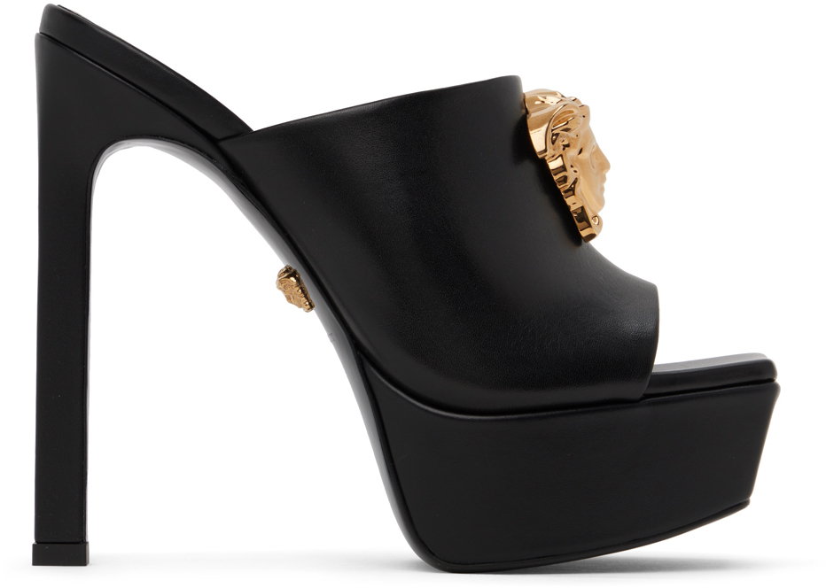 Versace: Black 'La Medusa' Sandals | SSENSE Canada