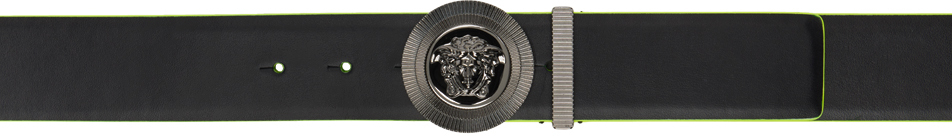 Versace Black Medusa Biggie Belt In 2bd1e Black+fluo Yel