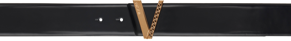 Shop Versace Black Logo Belt In 1b00v Black-