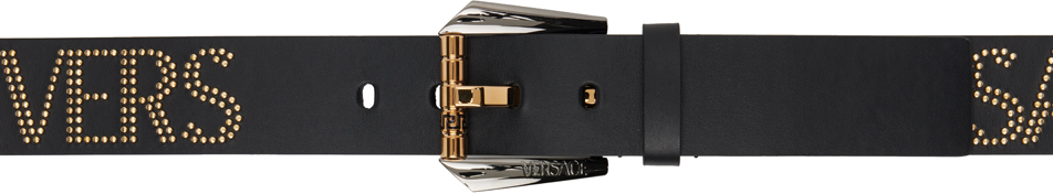 Versace Black Greca Belt In 2b15r Black+gold-ver