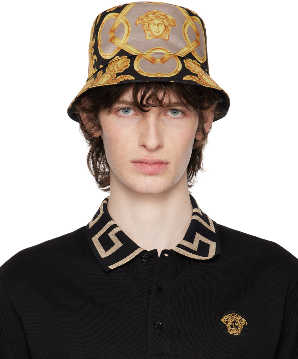 Versace Hat In Black Coffee Gold