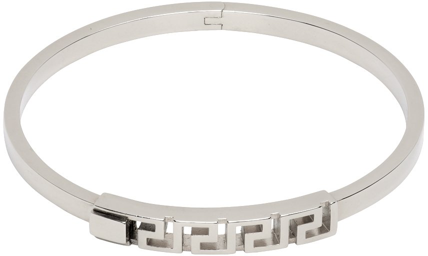 Versace Silver Greca Cuff Bracelet In 3j030 Palladium
