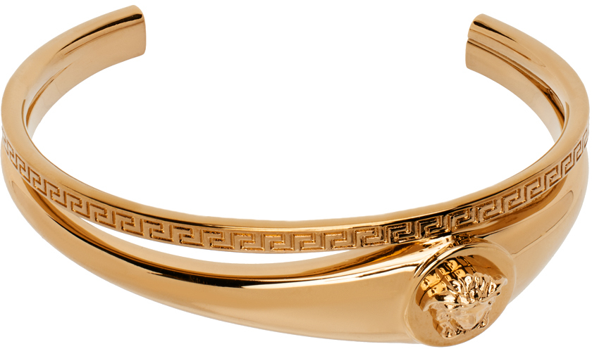 Versace: Gold Tiered Cuff Bracelet | SSENSE UK