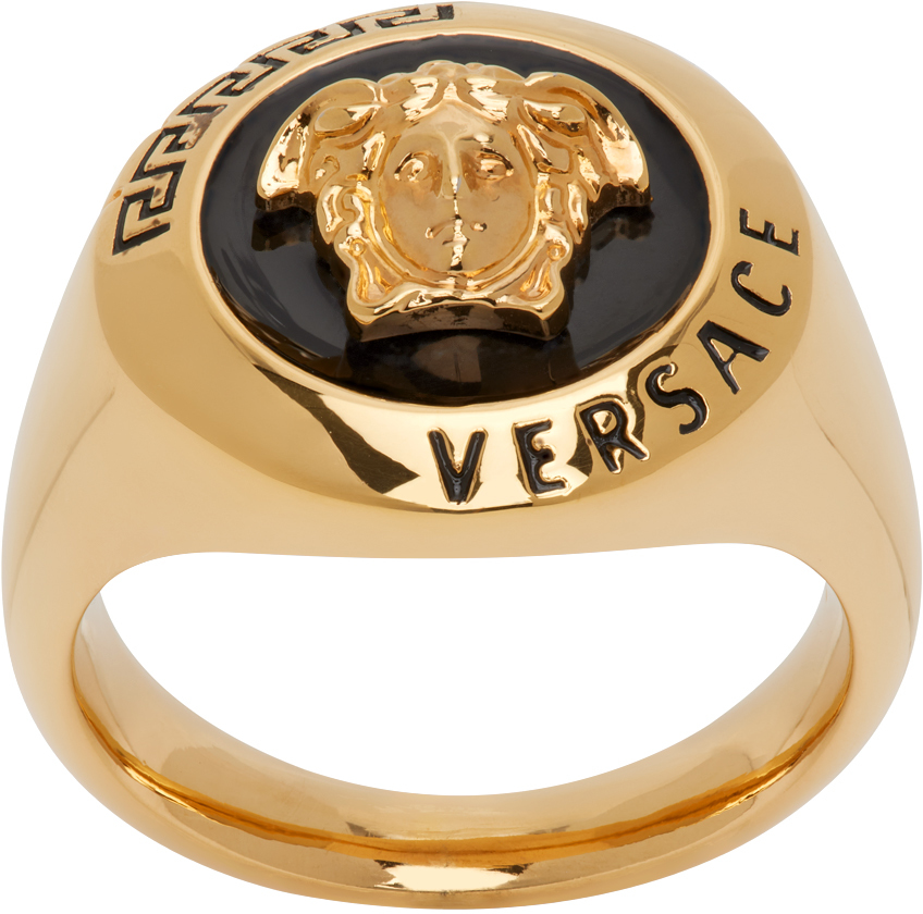 Versace Medusa-plaque Ring In Oro