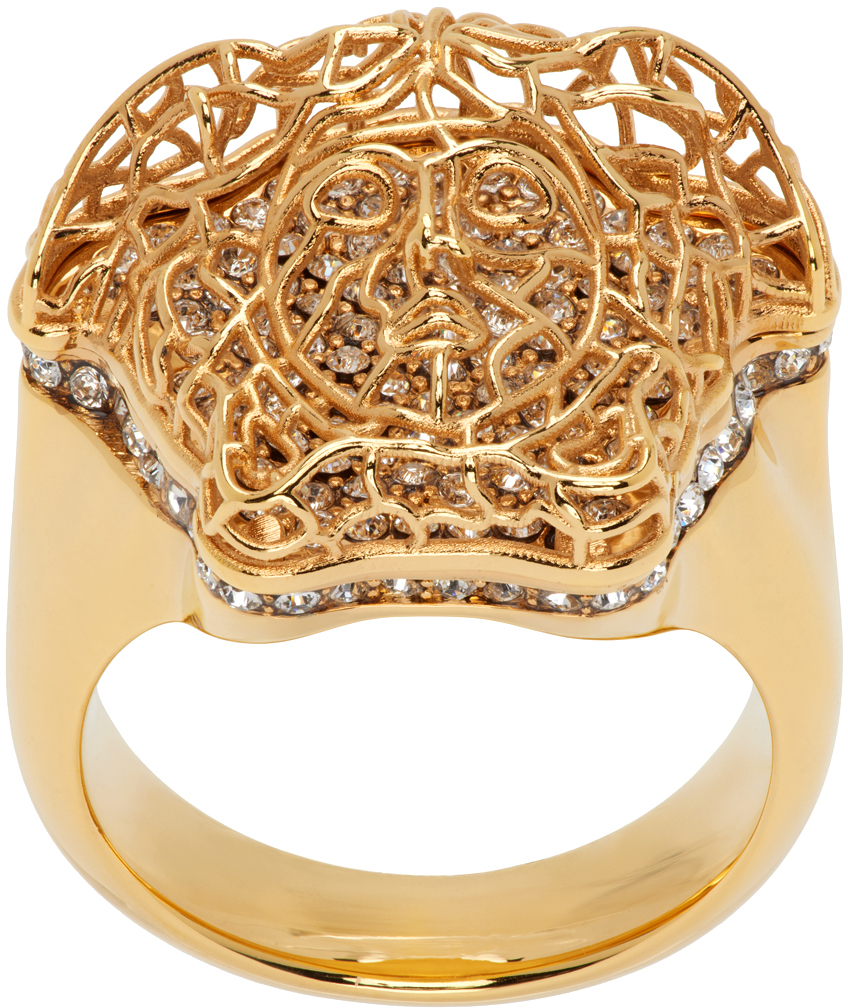Versace Gold Crystal Ring In 4j090  Gold-c