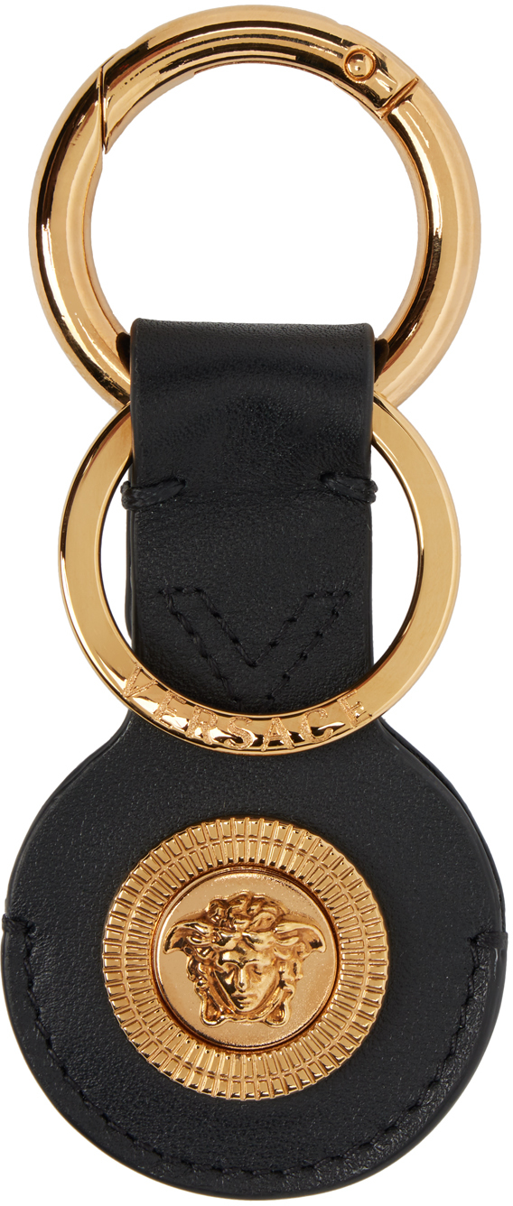 Versace: Black & Gold Medusa Airtag Keychain | SSENSE UK