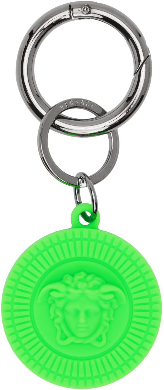 Versace Medusa-logo Round Keychain In Green