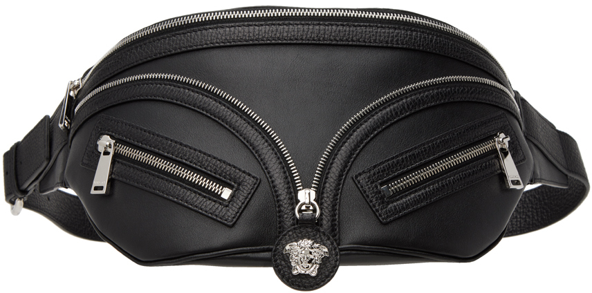 Versace Black Repeat Belt Bag In 1b00p Black-palladiu