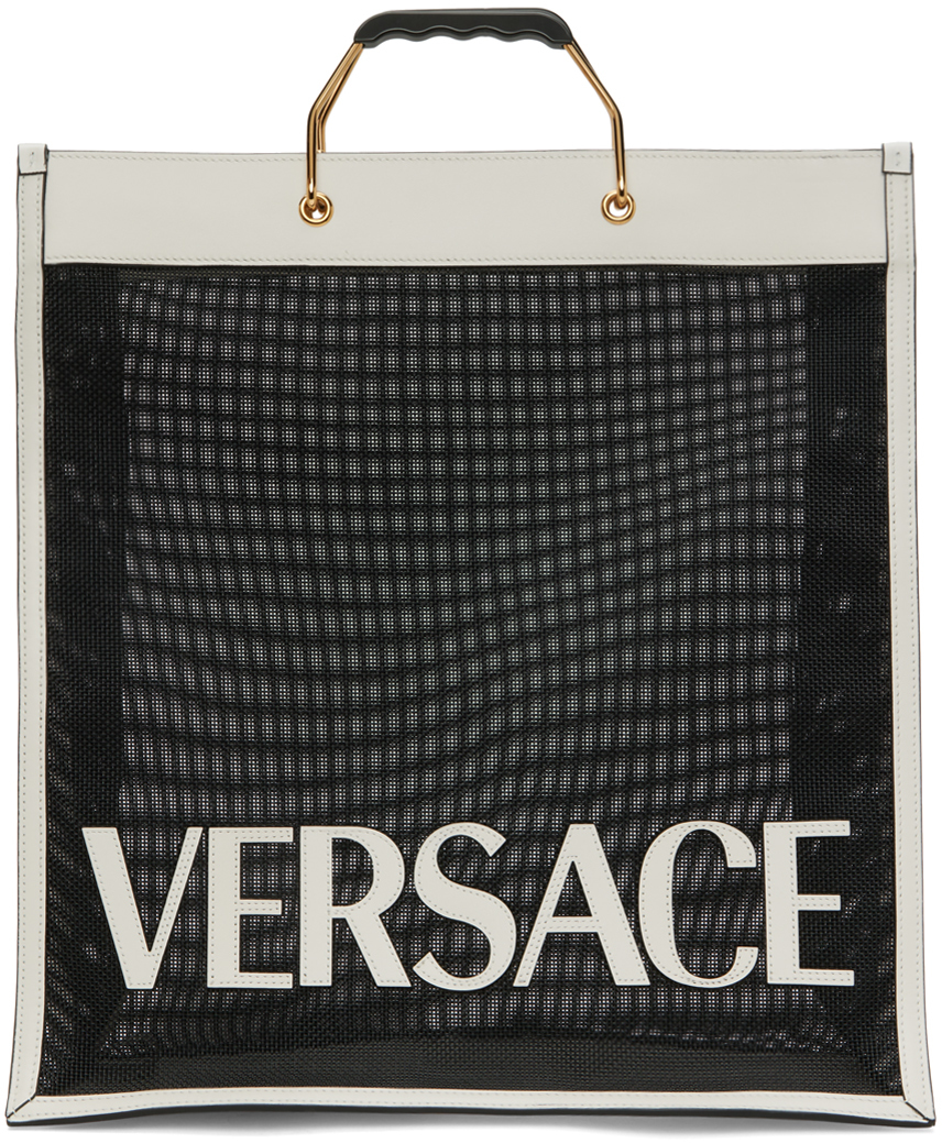 Versace 标贴网纱手提包 In White
