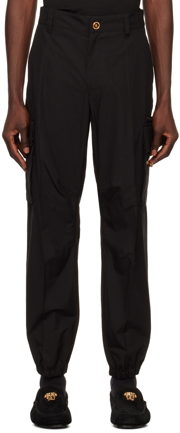 Shop Versace Black Medusa 'la Greca' Cargo Pants In 1b000 Black