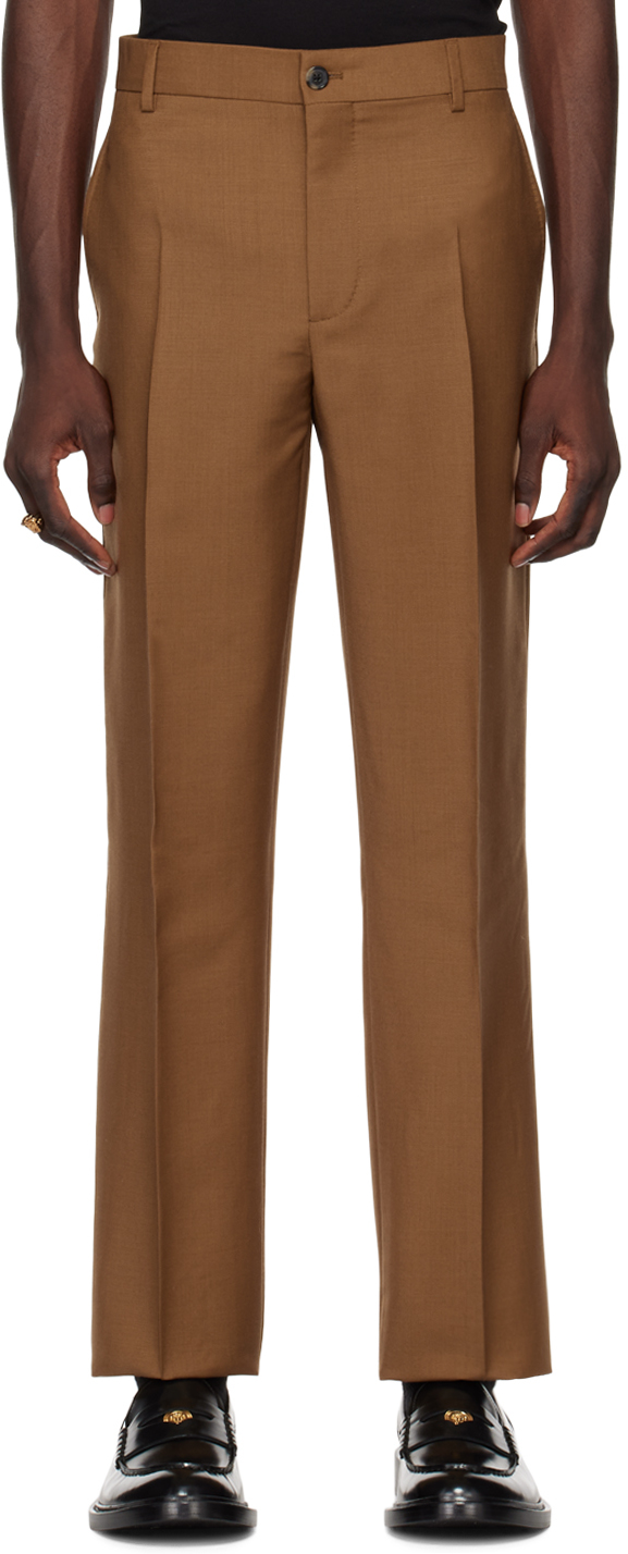 Versace Tan Tapered Trousers In 1n880 Toffe