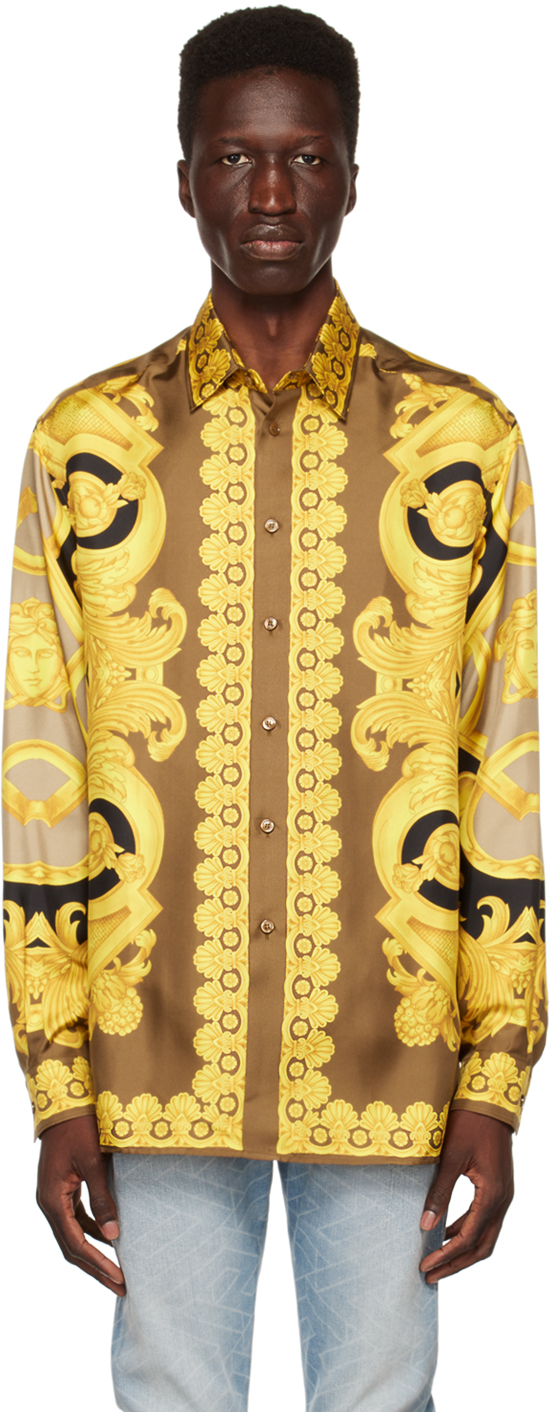 Versace Black/Gold Silk Pattern Button Up Size 40 Mens – Mine Yours ...