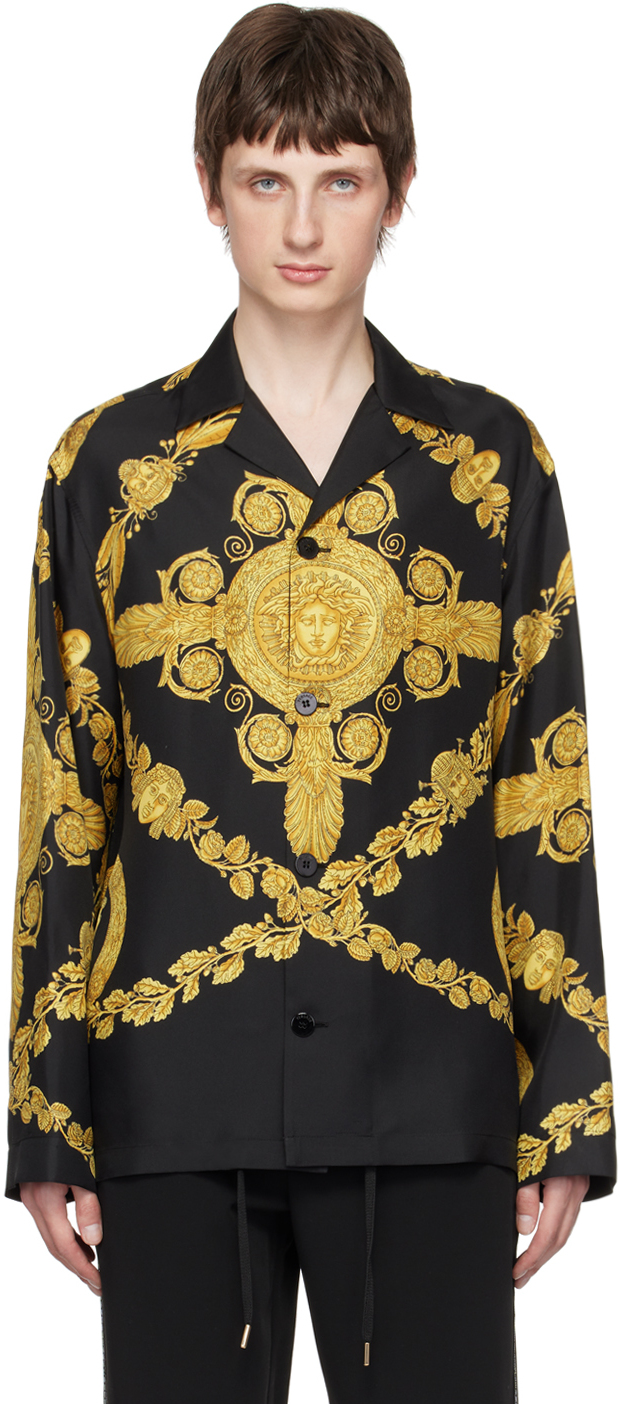 Versace Black & Gold Maschera Baroque Shirt