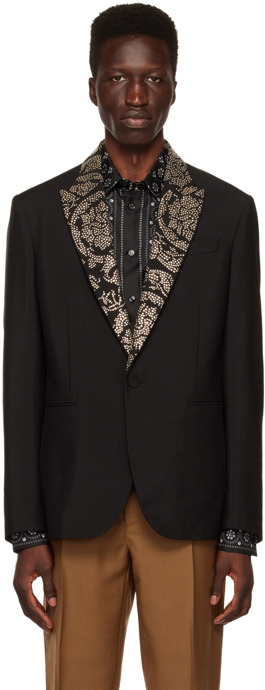 Versace Black Barocco Evening Blazer In 1b000 Black