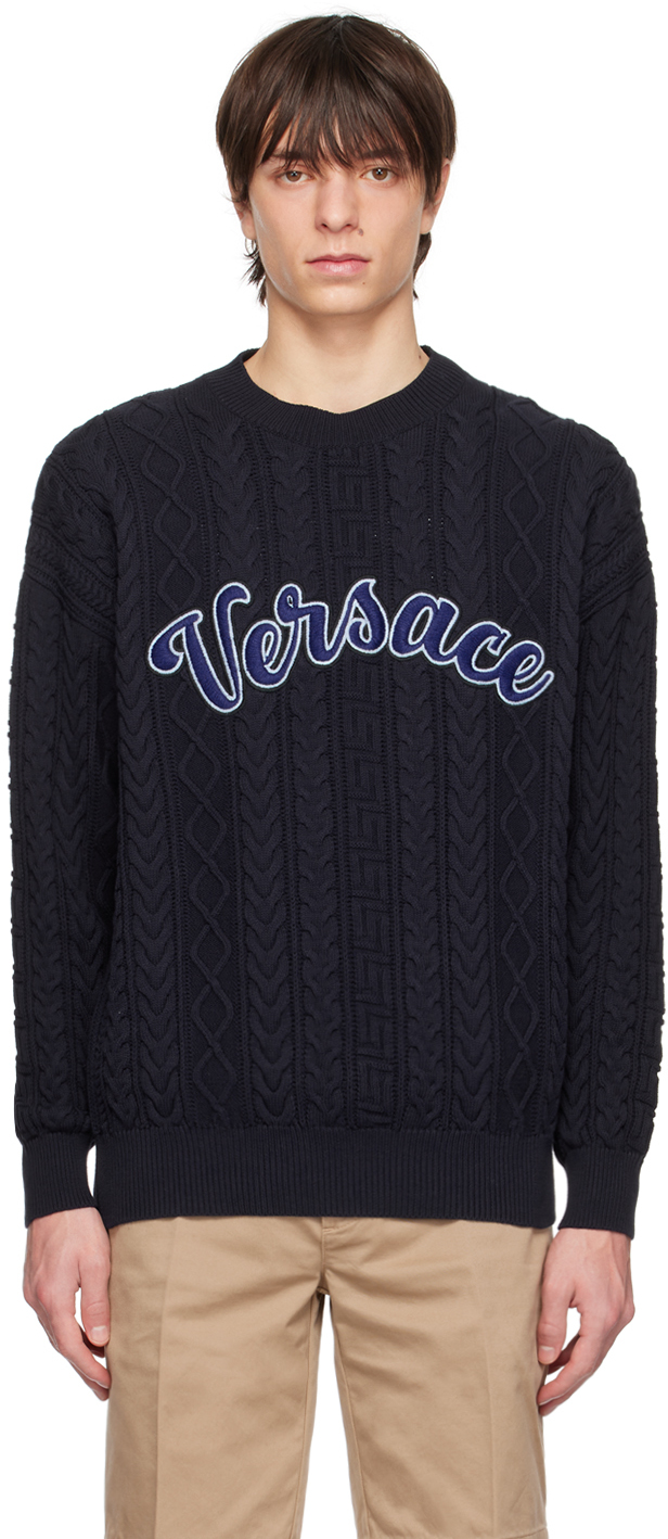 Versace Navy & Blue Barocco Stencil Shirt