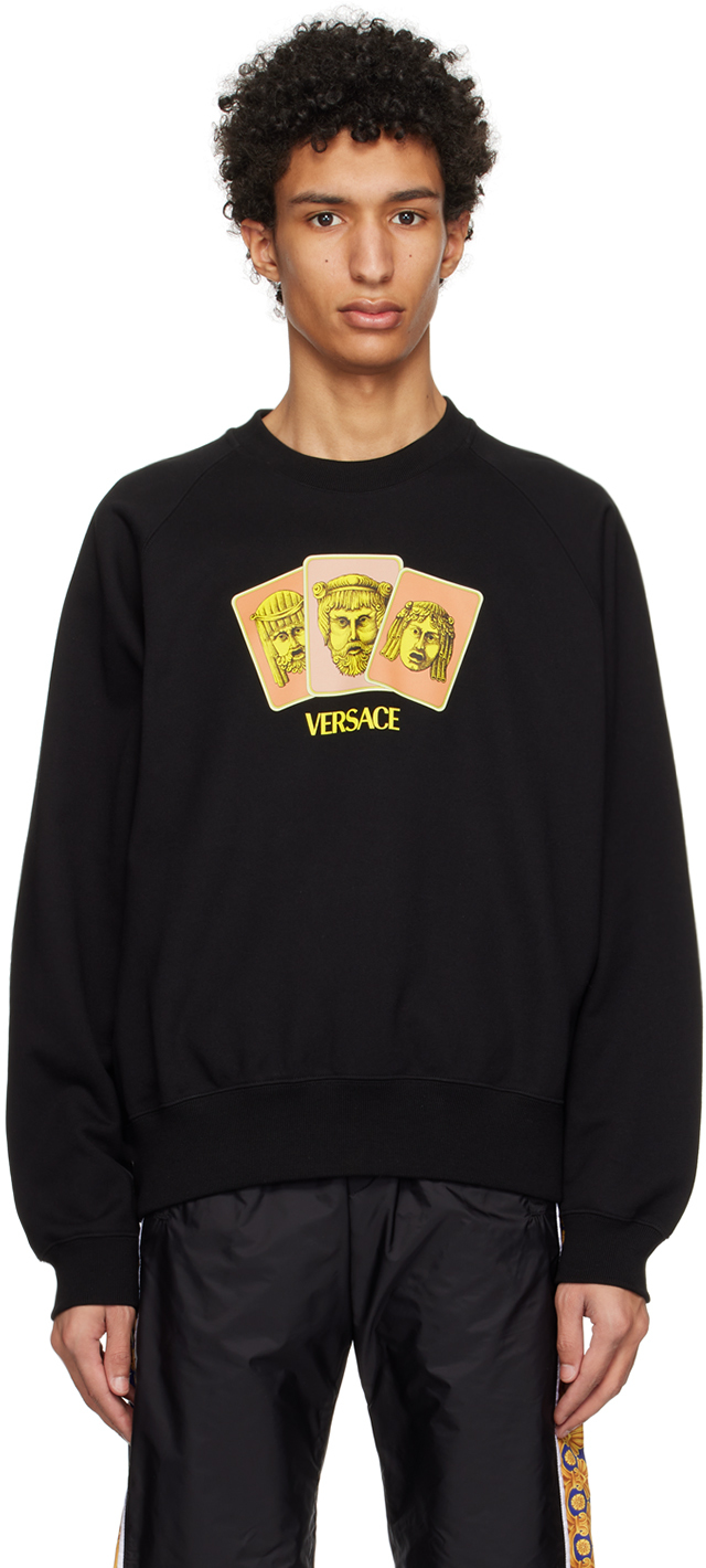 Versace Black Masks Sweatshirt In 1b000 Nero
