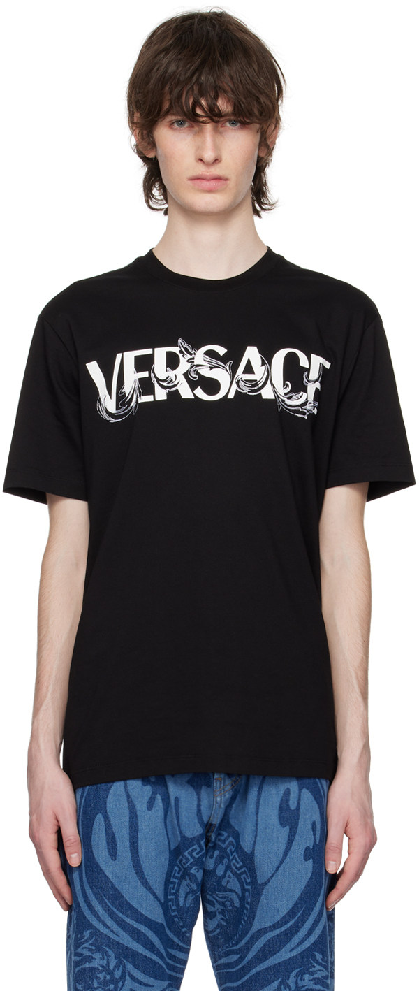 Versace: Black Barocco T-Shirt | SSENSE