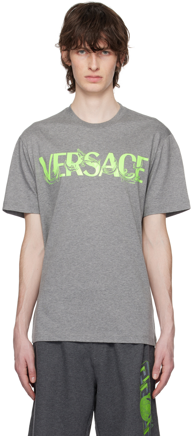 Shop Versace Gray Barocco T-shirt In Grey