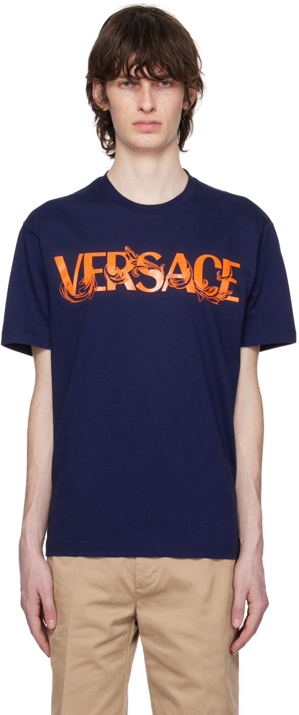 Shop Versace Navy Barocco T-shirt