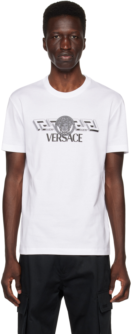 Versace: White 'La Greca' T-Shirt | SSENSE