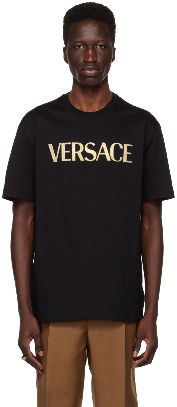 Versace: Black Bonded T-Shirt | SSENSE UK