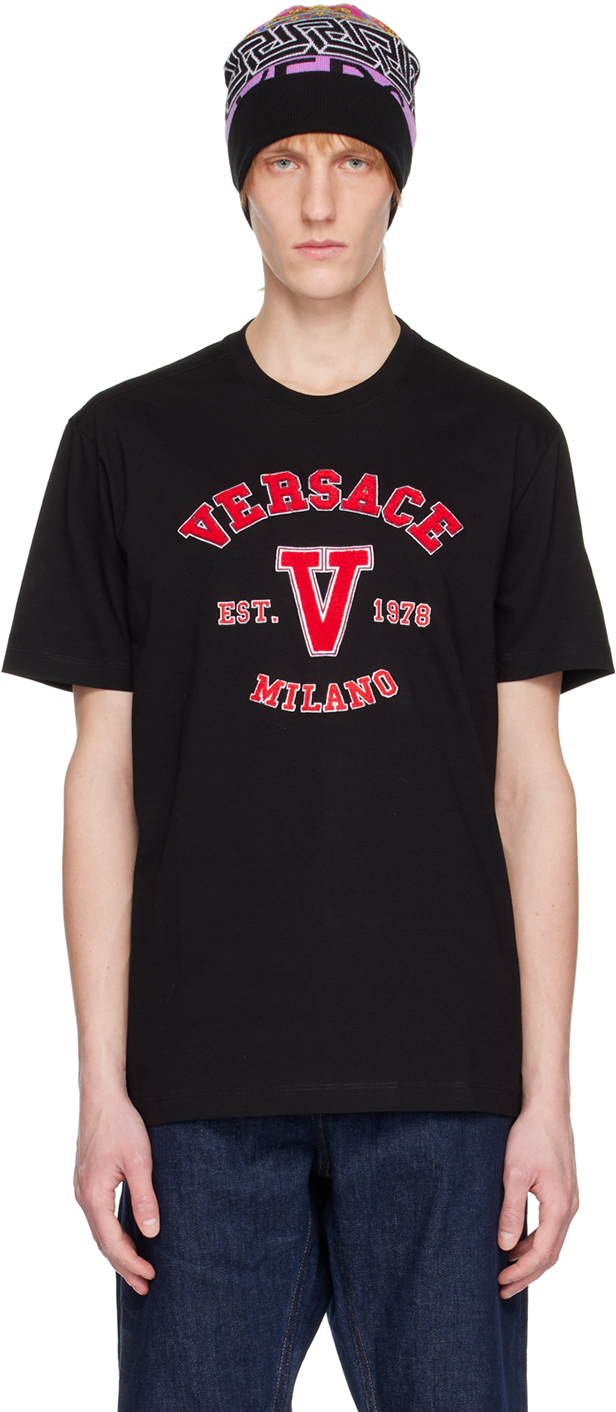 Versace Cotton T-shirt With Logo In Black