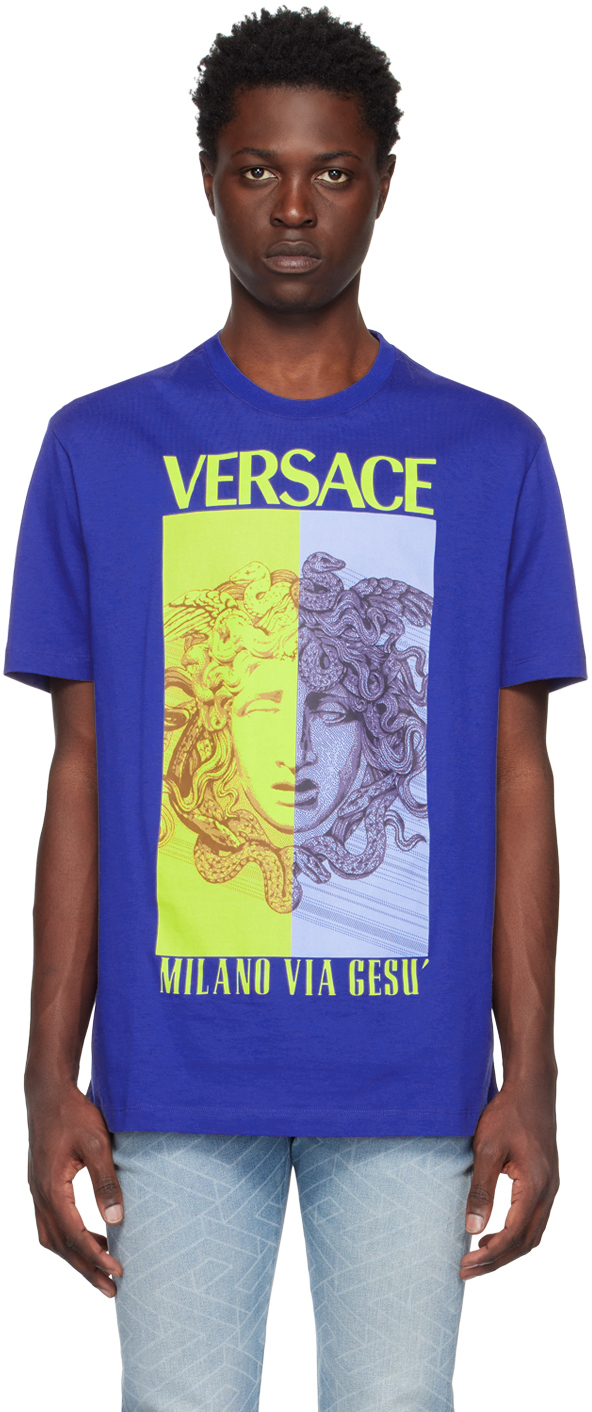 Shop Versace Blue Medusa T-shirt In 1ue30 Cobalt