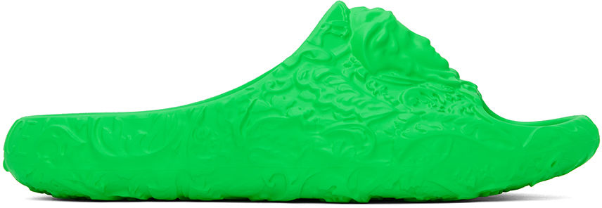 Shop Versace Green Medusa Dimension Slides In 1ge90 Lime