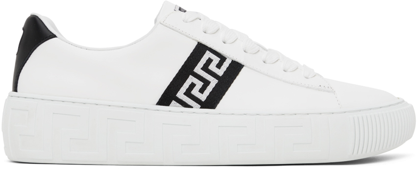 Versace: White & Black Greca Sneakers | SSENSE Canada