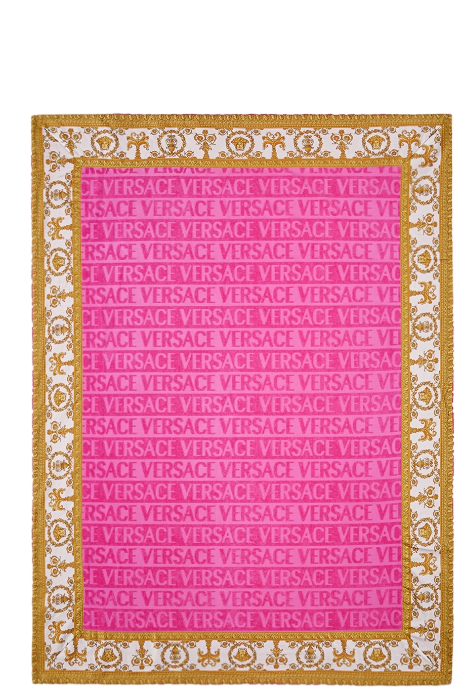 Versace Pink 'i Love Baroque' Beach Towel In Z4584