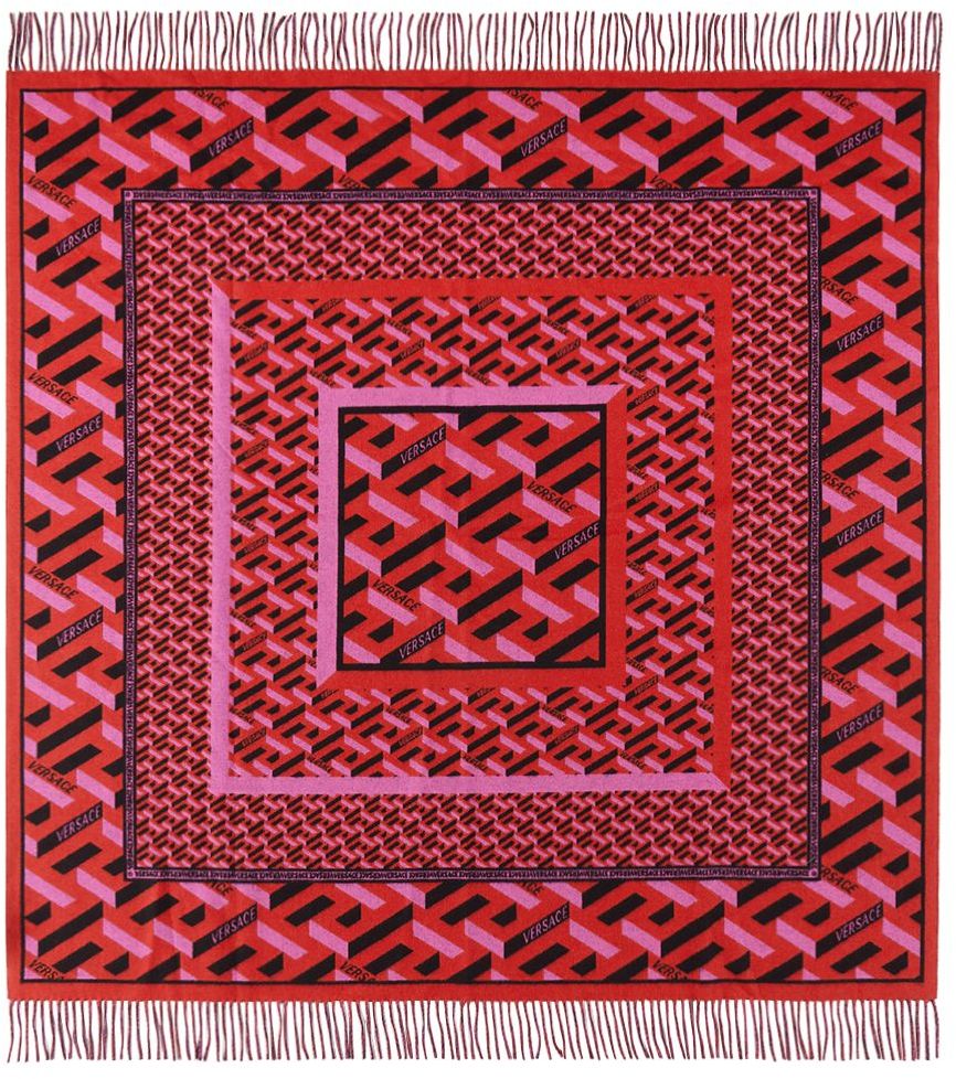 Versace Red & Pink Greca Signature Throw In 2r660