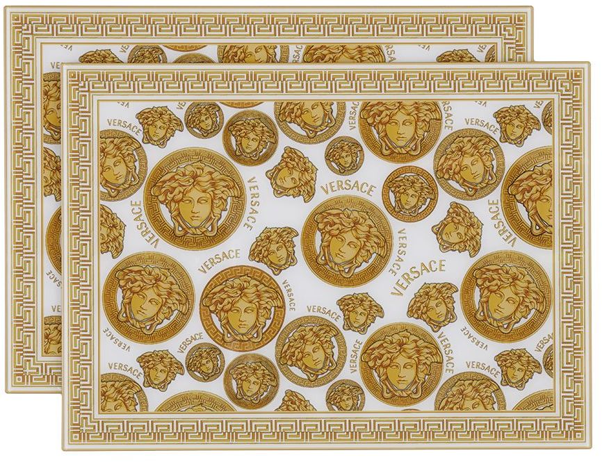 Shop Versace White Medusa Amplified Placemat Set In Z7010