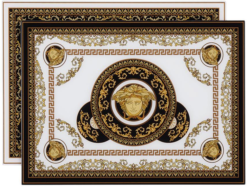 White & Black Medusa Gala Placemat Set by Versace SSENSE Canada
