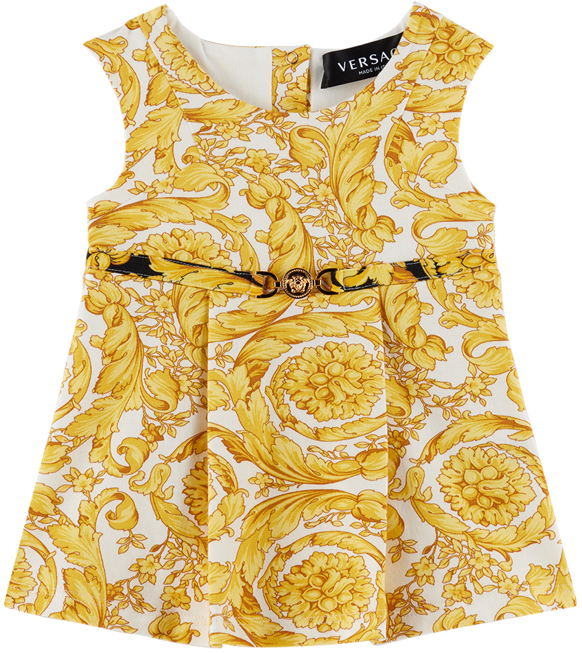 Versace Barocco-print Sleeveless Dress In Yellow