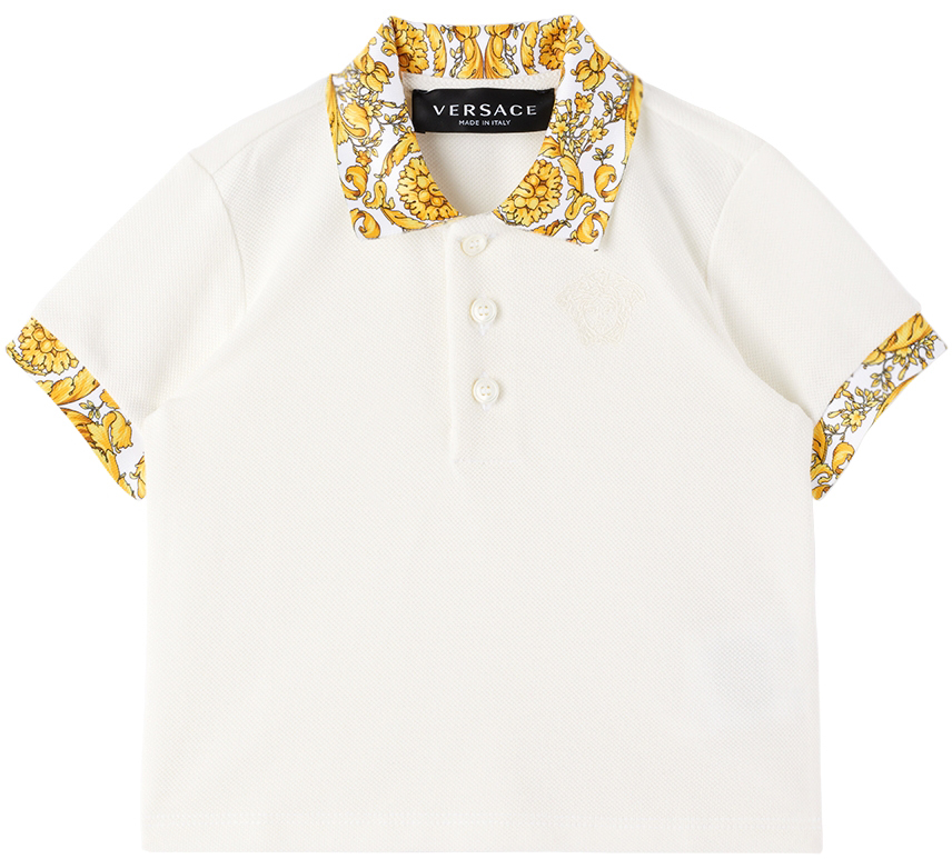 Versace Baby Boys Ivory & Gold Barocco Polo Shirt