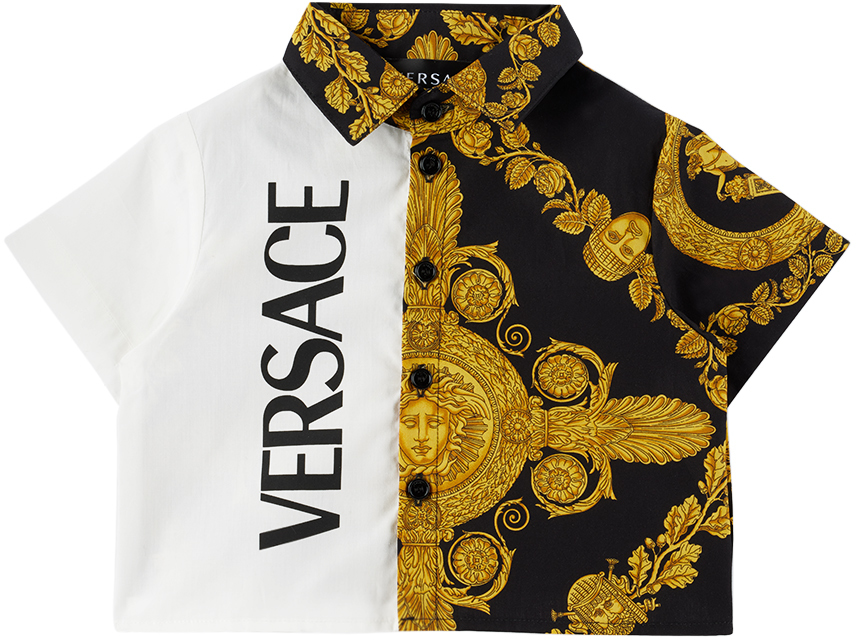 Versace Baroque-print Cotton Shirt In White