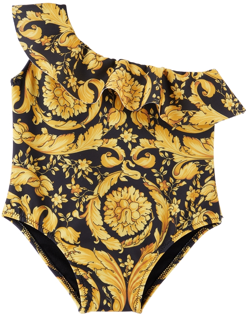 Versace Baby Black Barocco One-Piece Swimsuit