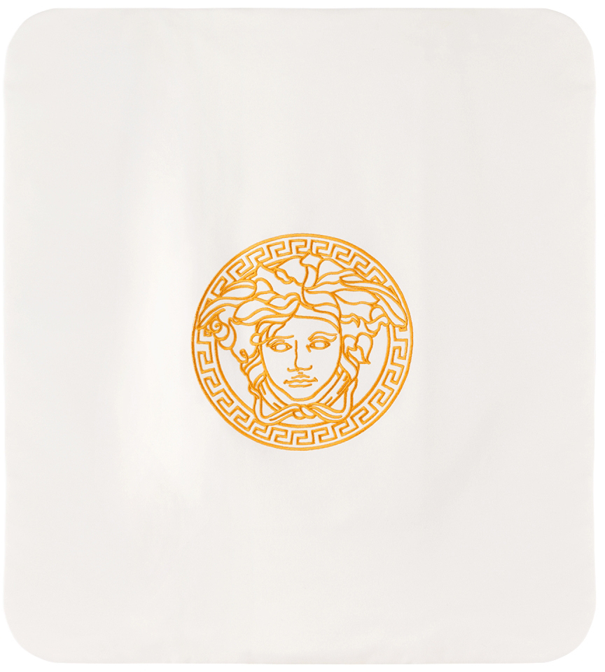 Versace Baby White & Gold Barocco Blanket In 2w110 Bianco+oro