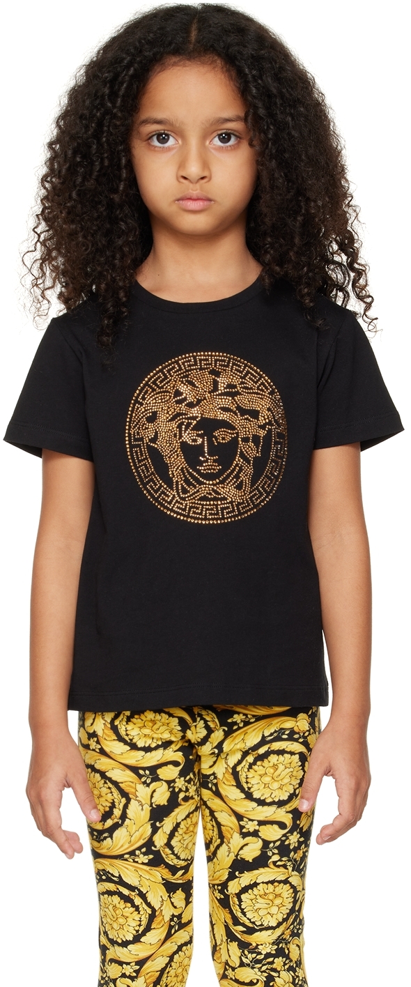 Versace Kids Black Medusa T-shirt In 2b130 Nero+oro
