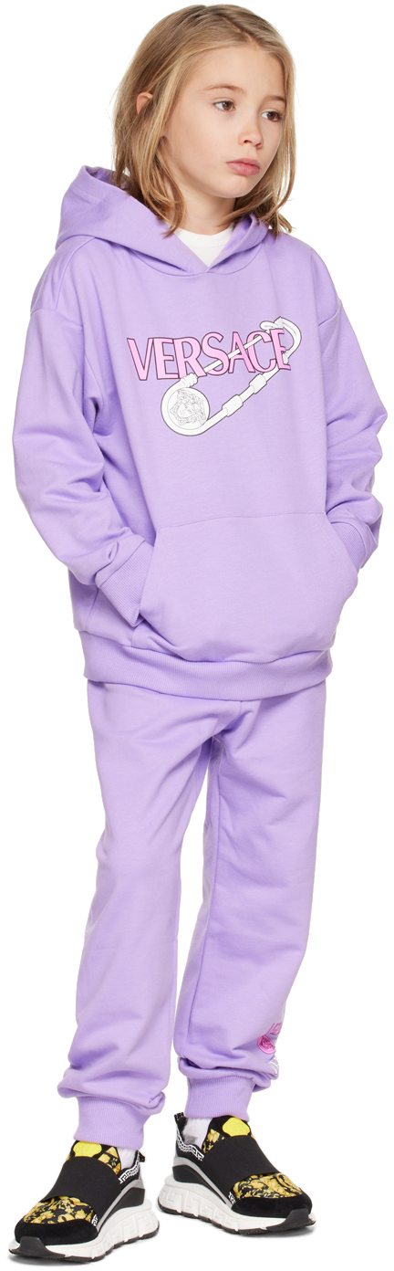 Versace Medusa Safety Pin-print Track Pants In 2l690 Baby Violet+mu