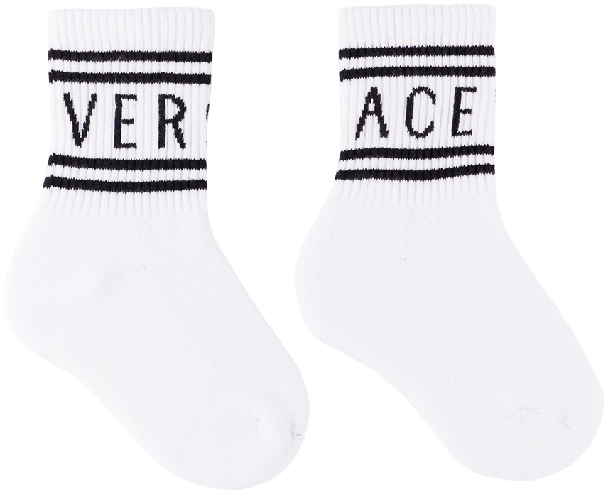 Versace Kids White Logo Socks