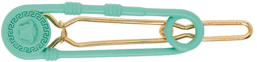 Versace Babies' Kids Blue Safety Pin Hair Clip In 4jha0 Oro  -
