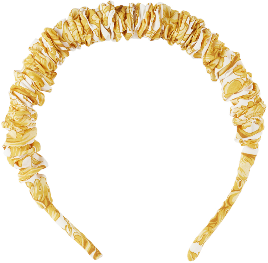 Versace Kids White & Gold Barocco Headband In 5w050 Bianco+oro